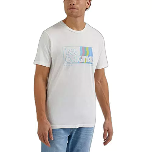 Lee 70S Graphic Tee, Camiseta para Hombre, Blanco, X