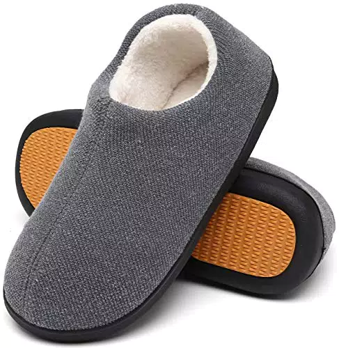 Mishansha Zapatillas Hombre Invierno Cálido y Confortable Pantuflas Espuma Viscoelástica Zapatos de Casa Antideslizante Negro Gr.44