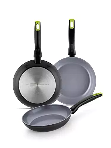Monix Eco Nature, Set De Sartenes 18-22-26 Cm Aluminio Forjado Reciclado