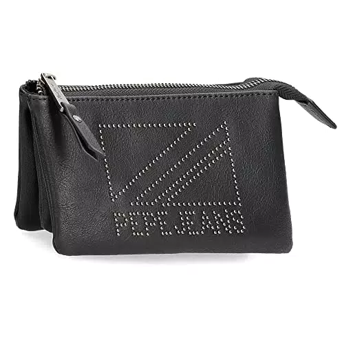 Pepe Jeans Donna Monedero Neceser Negro 17, 5x9, 5x2 cms Piel sintética