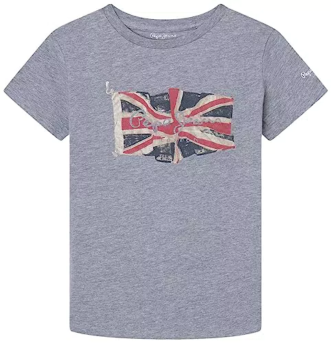 Pepe Jeans Flag Logo Jr S/S N T-Shirt, Blanco, 14 Years Niño