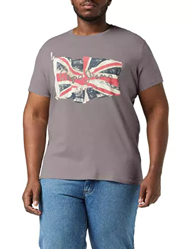 Pepe Jeans Flag Logo N T-Shirt, Gris, XS para Hombre