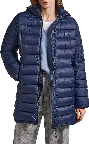 Pepe Jeans Maddie Long Puffer Jacket, Azul, M para Mujer