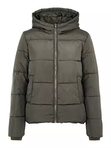 PIECES PCBEE New Short Puffer Jacket BC Chaqueta, Oliva-Negro