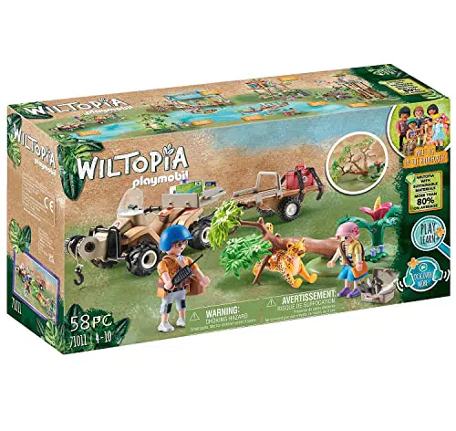 PLAYMOBIL 71011 Wiltopia Quad Rescate de Animales, Juguetes sostenibles para niños a Partir de 4 años