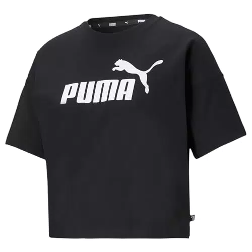 PUMA ESS Cropped Logo tee Camiseta, Mujer, Puma Black