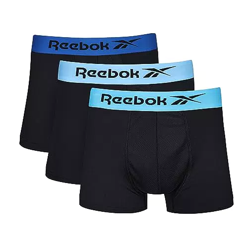 REEBOK Calzoncillos de Hombre Negro con Cintura de Nailon y tecnología Que Absorbe la Humedad para Mayor Comodidad
