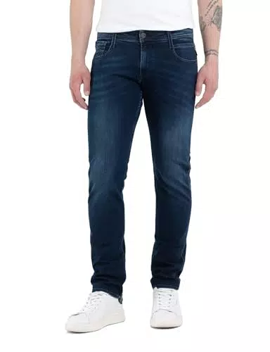 Replay Anbass Slim Fit Jeans con Power Stretch, Azul
