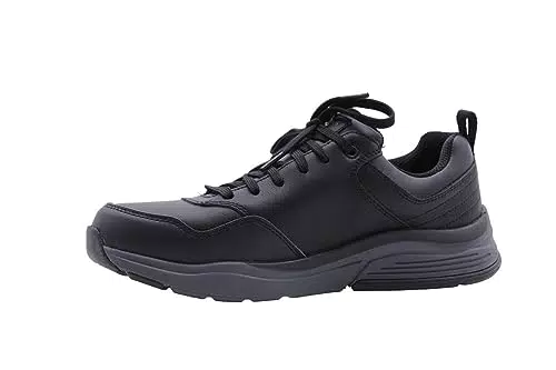 Skechers 210021 Bkgy, Zapatillas Hombre, Cuero Impermeable Negro Gris