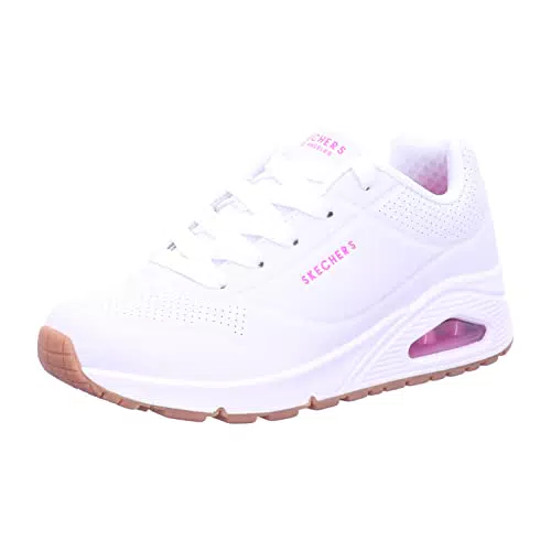 Skechers Uno- Stand On Air, Zapatillas de Gimnasia, White PU H Pink Trim