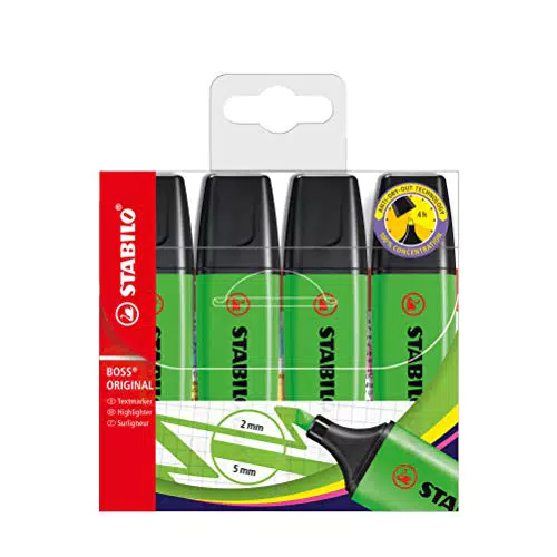 STABILO Boss Original Subrayadores - Verde, Pack of 4