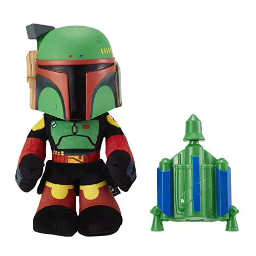 Star Wars El Libro de Boba Fett Peluche Boba Fett con Lanza Cohetes y Repite tu Voz