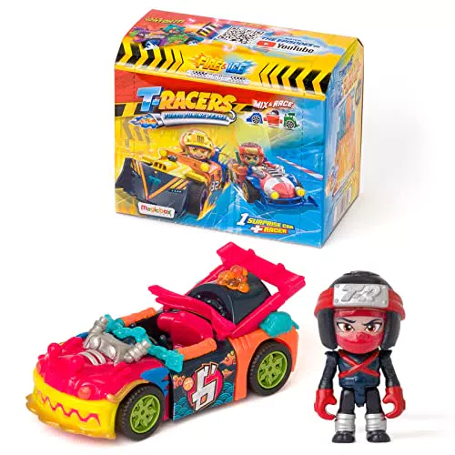 T-RACERS Serie FIRE&ICE Coche de carrera y piloto sorpresa coleccionable