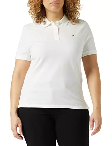 Tommy Hilfiger Tjw Slim Polo Camiseta, Blanco, XL para Mujer