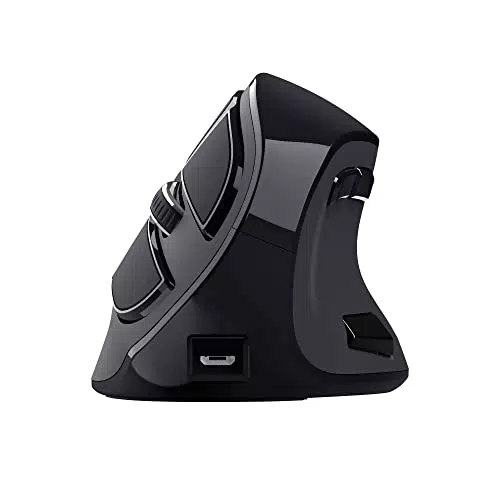 Trust Voxx Ratón Vertical Inalámbrico Recargable, Bluetooth o 2.4 GHz