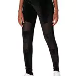 Urban Classics Ladies Velvet Tech Mesh Leggings, Negro