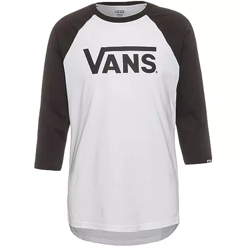 Vans Classic Raglan Camiseta, White-Black, XL para Hombre