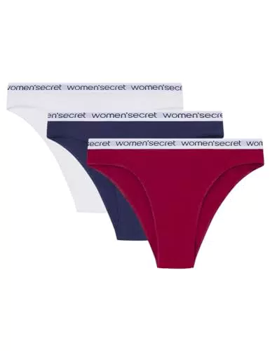 Women'secret Pack 3 Braguitas brasileñas algodón Logo Lencería