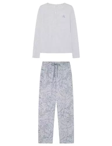 Women'secret Juego de Pijama, Gris Claro/Plateado, M para Mujer