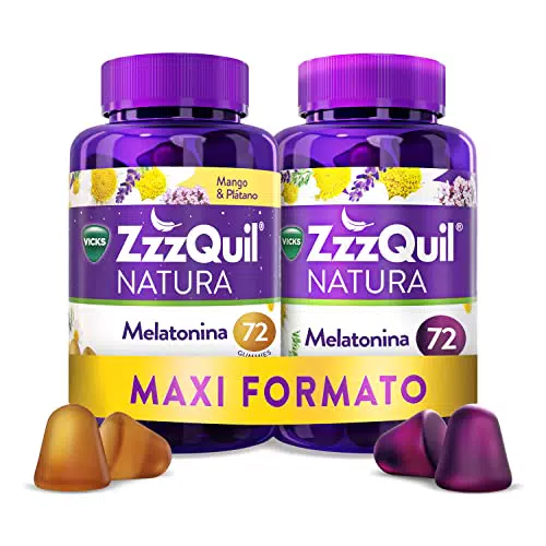 ZzzQuil Natura, Melatonina, Pastillas Para Dormir de Melatonina pura y Extractos de Valeriana
