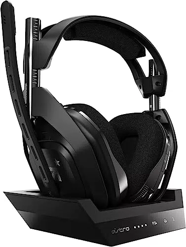 Auriculares inalámbricos ASTRO Gaming A50 con estación de carga para juegos - Sonido Dolby equilibrado 4ª gen - PS5, PS4, PC, Mac - Negro