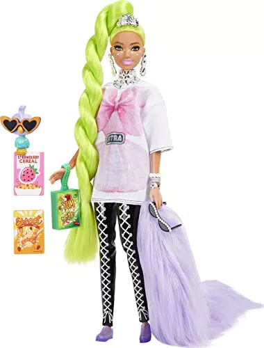 Muñeca Barbie Extra articulada con Pelo Verde neón y Accesorios de Moda