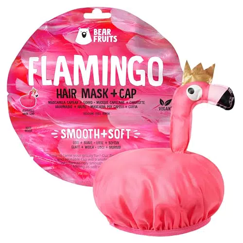 Bear Fruits, Flamenco, Liso & Suave, Mascarilla Capilar + Gorro De Ducha