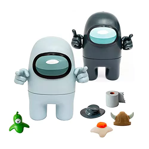 Bizak Among Us - Figura de Acción Pack de 2 en Caja Blanco + Negro