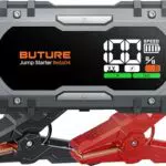 BuTure Arrancador de Coches 6000A, 12V Arrancador de baterias de Coche con 65W Carga Rápida Arrancador Coche Portatil con Cables Extendidos
