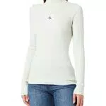 Calvin Klein Jeans Suéter con Cuello Enrollado, Ivory