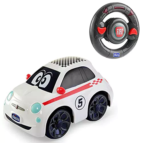 Chicco Fiat 500 RC Coche Radiocontrol, Coche Teledirigido de Carreras Deportivo para Niños