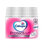 Colhogar Protect Care Blanco 7x6 - Papel de Baño Suave y Resistente - 42 Rollos - 3 Capas - Blanco