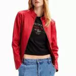 Desigual Chaqueta_Toronto Woman Woven PU Coat, Rojo