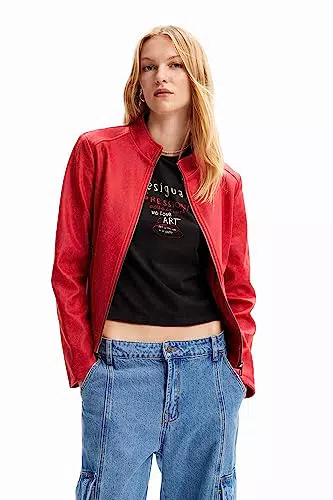 Desigual Chaqueta_Toronto Woman Woven PU Coat, Rojo