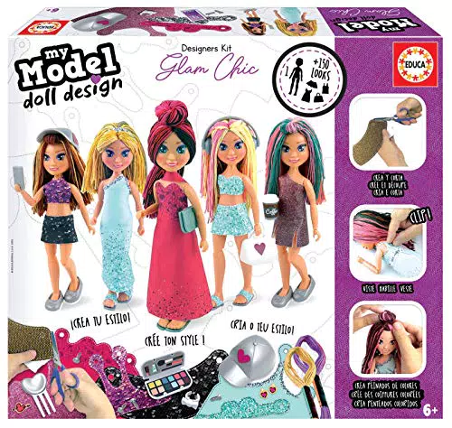 Educa My Model Doll Design Glam-Chic, Muñeca articulada para Crear más de 150 increíbles Looks Distintos