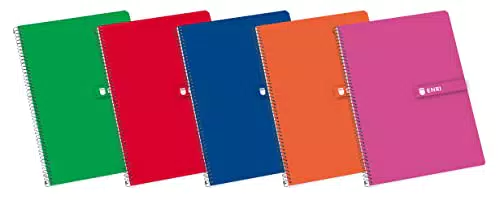 Enri, Cuadernos A4, Cuadrícula 4x4, Tapa Dura, 80 Hojas. Pack 5 Libretas