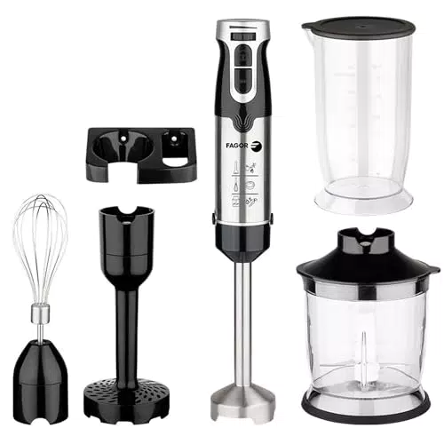 Batidora de Mano FAGOR DivaMix Plus - 1000W, 4 Cuchillas Acero Inoxidable
