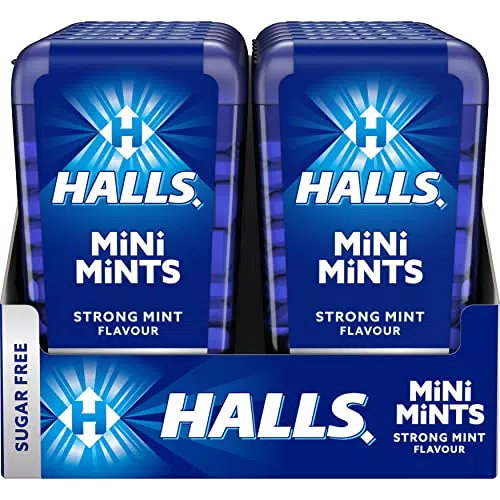 Caramelos Halls Mini Mints sabor Menta Fuerte - Paquete de 12 envases