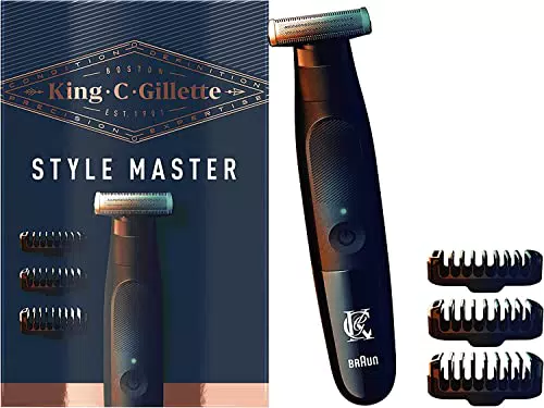 Recortadora de Barba King C Gillette Style Master - Inalámbrica con Hoja 4D y 3 Peines