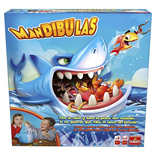 Mandibulas, Juego de Mesa, para niños partir de 4 años. Rescata los animalitos marinos sin que el Tiburón te atrape. Saca los peces de su mandíbula con tu caña de pescar