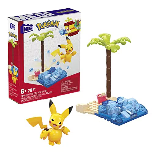 MEGA Construx Pokemon Pikachu Explosión en la playa Constructor de aventuras Set pequeño de bloques de construcción con personaje