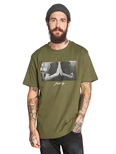 Mister Tee Camiseta Pray de Mangas Cortas para Hombre con Estampado Frontal
