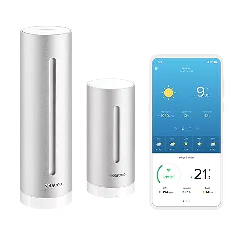 Estación Meteorológica Inalámbrica Netatmo para Interior y Exterior con Wifi - Termómetro, Higrómetro, Sonómetro y Calidad del Aire - Compatible con Amazon Alexa, Apple y Google