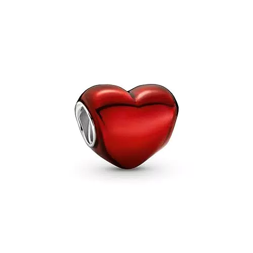 PANDORA Charm Corazón Rojo Metálico 799291C02 plata