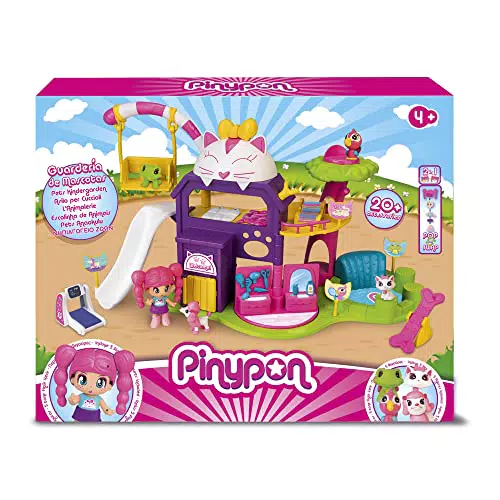 Pinypon - Guardería de Mascotas, set de juguete con 4 animalitos