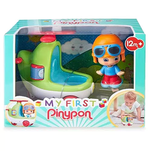 Pinypon - My First, Happy Vehículos Helicóptero, Mi primer helicóptero de juguete con un cilindro de dibujos