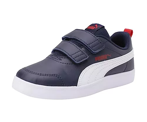Puma Unisex Kids Courtflex V2 V Ps Sneakers, Peacoat-High Risk Red