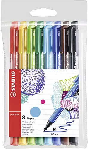 Rotulador punta media STABILO pointMax - Estuche con 8 colores