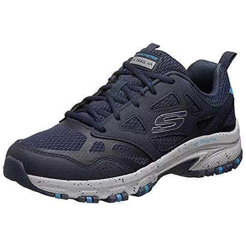 Skechers Hillcrest, Zapatillas Hombre, Black Leather/Mesh/Synthetic/Charcoal Trim