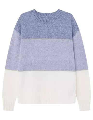 Jersey de Lana Mujer con Bloques de Color Lurex - Azul Oscuro